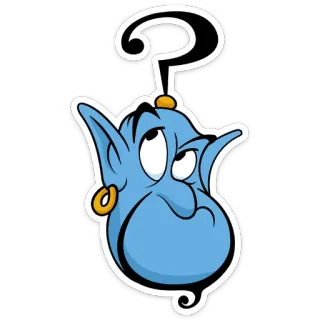 ❓ Genie Aladdin disney, kartun, tanda tanya, jin, sihir telegram sticker