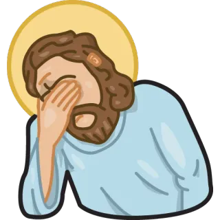 😑 facepalm, decepción, dibujos animados, Jesús telegram sticker