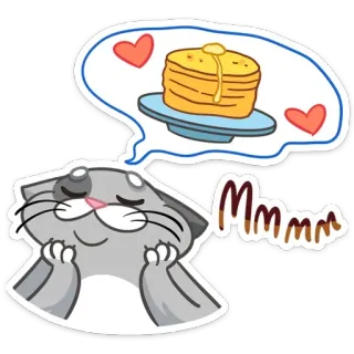 🍰 Mmmm 猫, 煎饼, 食物, 早餐, 可爱, 卡通, 贴纸 telegram sticker