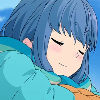 😌 anime, garota, cabelo azul, fofa, retrato telegram sticker