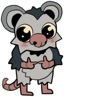😳 opossum, animal, cartoon, finger gun, cute telegram sticker