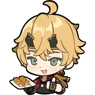 👍 Thoma Genshin Impact Thoma, Genshin Impact, personagem, anime, jogo, comida, dango telegram sticker