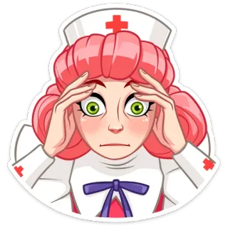 😱 enfermera, médico, preocupado, estresado, pánico, salud, dibujos animados whatsapp sticker