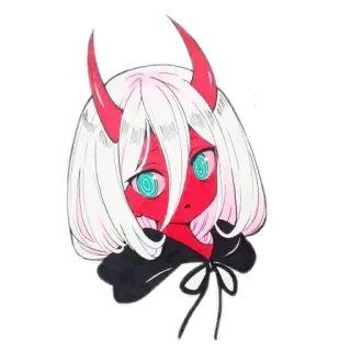 😟 Zero Two Darling in the Franxx アニメ, ゼロツー, ダーリン・イン・ザ・フランキス, 漫画, キャラクター, 角, 悪魔, ちび telegram sticker