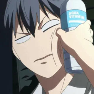 🎸 AQUA VITAMIN anime, face, drinking, bottle, vitamin telegram sticker
