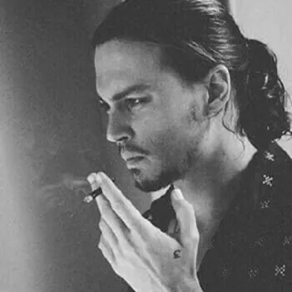 ➰ cigarette, fumer, homme, portrait, noir et blanc telegram sticker