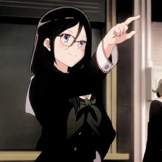 🍭 anime, girl, glasses, pointing whatsapp sticker