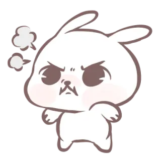 🎀 thỏ, tức giận, dễ thương, hoạt hình, cảm xúc, thỏ trắng telegram sticker
