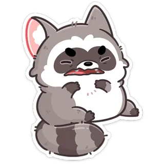 😝 szop pracz, zwierzę, słodki, kreskówka, naklejka, śmieszne whatsapp sticker