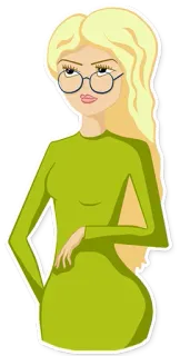 👄 kobieta, blondynka, okulary, kreskówka, dziewczyna telegram sticker