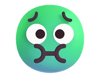 🤢 อิโมจิ, ป่วย, สีเขียว, กลม, หน้า, สีหน้า, การ์ตูน telegram sticker