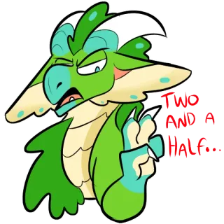 ✌ TWO AND A HALF... 龙, 卡通, 贴纸, 绿色 telegram sticker