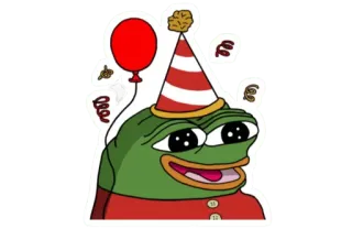 🥳 Pepe the Frog pepe, sapo, festa, celebração, aniversário, meme telegram sticker