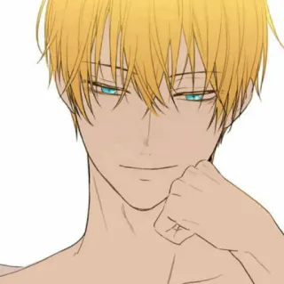 💀 Anime, Manga, Karakter, Seni, Rambut Pirang, Mata Biru, Pria telegram sticker