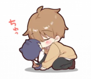 🏫 ちゅっ Anime, Hôn, Chibi, Dễ thương, Con trai, Hoạt hình telegram sticker