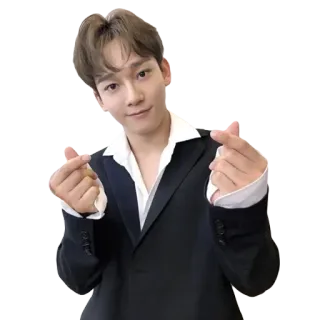 ❤️ kpop, chen, exo, asiatique, chanteur, musique, homme, geste coeur whatsapp sticker