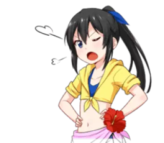 😮 Anime, Ragazza, Cartone animato, Carino, Espressione, Occhiolino whatsapp sticker