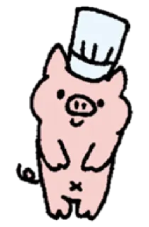 👨‍🍳 cerdo, chef, lindo, dibujos animados, animal, dibujo telegram sticker