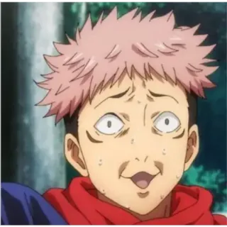 🙂 Yuji Itadori Jujutsu Kaisen anime, manga, jujutsu kaisen, yuji itadori, funny, expression whatsapp sticker