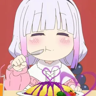 💈 Kanna Kamui Miss Kobayashi's Dragon Maid Anime, Kawaii, Dragón, Comida, Lindo, Dibujos animados telegram sticker