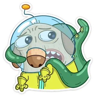 😬 Alien, Perro, Dibujo animado, Espacio, Criatura, Casco whatsapp sticker