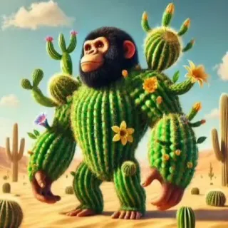 🤩 обезьяна, кактус, пустыня, цветы, животное, природа, смешной telegram sticker