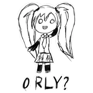 👌 ORLY? アニメガール, 質問, マジで?, ツインテール, 漫画 telegram sticker