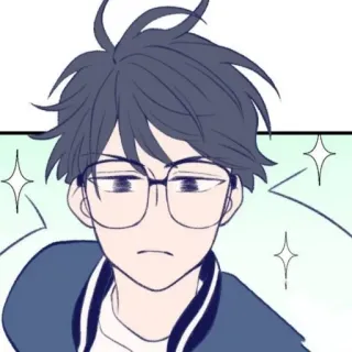 🌨 Anime, Junge, Brille, Porträt, Cartoon, Figur whatsapp sticker