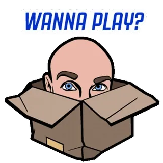 📦 WANNA PLAY? boîte, regardant, dessin animé, jouer, question, contact visuel, demandant, tête telegram sticker