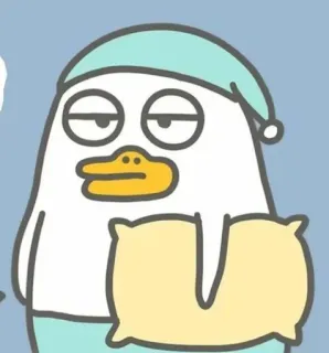 🐥 bebek, kartun, mengantuk, bantal, karakter, lucu whatsapp sticker