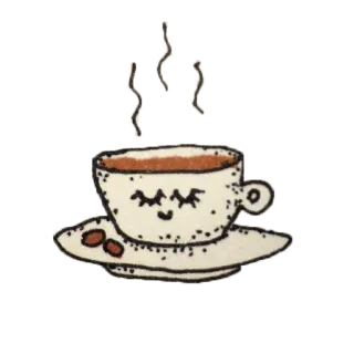 ☕ кофе, чашка, напиток, питье, каваий, милый, кофейные зерна telegram sticker