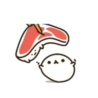 🍥 sushi, jedzenie, słodkie, foka, zwierzę, kawaii, kreskówka telegram sticker