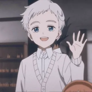 💫 Norman The Promised Neverland Аниме, Норман, Обещанный Неверленд, Персонаж, Парень, Белые Волосы telegram sticker