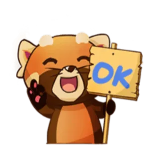 👌 OK Panda, Panda merah, Oke, Setuju, Lucu, Binatang, Persetujuan telegram sticker
