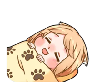 😴 Anime, Ragazza, Carina, Coperta, Assonnata, Kawaii whatsapp sticker