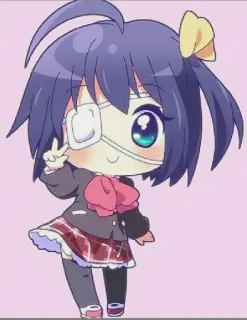 ☺️ Anime, Chibi, Mignon, Personnage, Fille, Dessin animé, Cache-œil, Kawaii whatsapp sticker