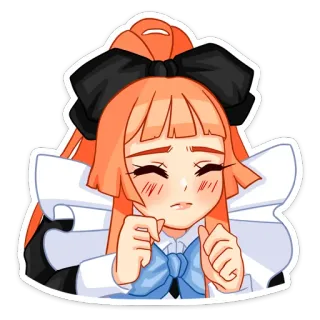 ☺️ девушка аниме, милая, рыжие волосы, грустная, цифровое искусство whatsapp sticker