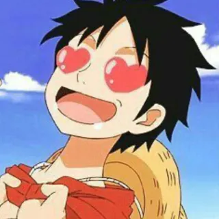 🏴‍☠️ Luffy One Piece anime, cartoon, heart eyes, cute, love, Luffy, One Piece telegram sticker