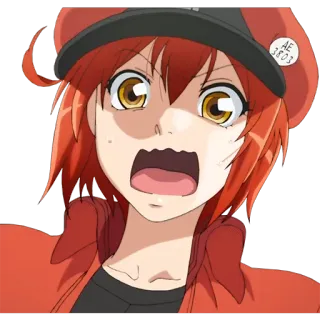 😱 AE3803 Cells at Work! anime, cells at work, red blood cell, character, expression telegram sticker