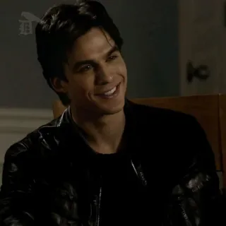🍸 Damon Salvatore The Vampire Diaries vampier, glimlachend, man, knap, the vampire diaries, damon salvatore, ian somerhalder telegram sticker