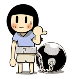 😓 ball and chain, prisoner, cartoon, anime style, jail, captivity, offense telegram sticker