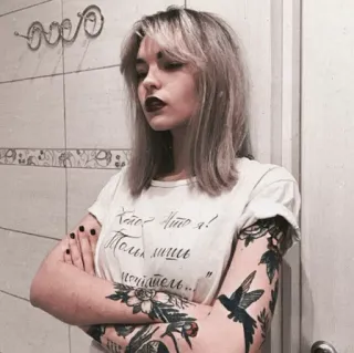 🐼 Холо, Что я!
Твои письма
исполнитель... Mädchen, Tattoo, Frau, Porträt, blonde Haare, langärmlig telegram sticker