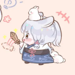 🎐 anime, chibi, rabbit, sword, cute telegram sticker