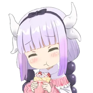 🤤 Kanna Kamui Miss Kobayashi's Dragon Maid 动漫, 龙, 可爱, 康娜卡姆依, 小林家的龙女仆, Q版 telegram sticker