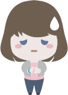 😿 triste, desenho animado, menina, preocupada, fofa telegram sticker