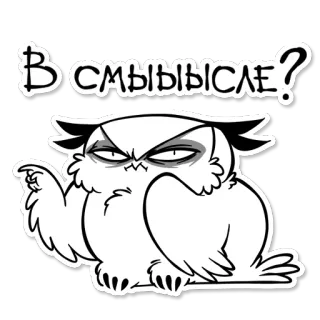 😠 В смысле? 올빼미, 질문, 짜증, 만화, 동물, 새 telegram sticker