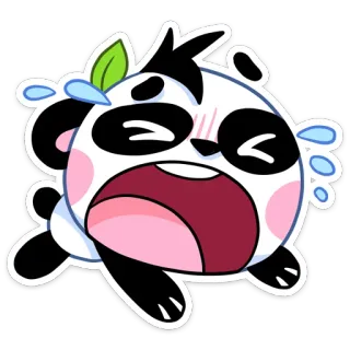 😭 Panda, Pleurs, Mignon, Kawaii, Dessin animé, Autocollant, Émotionnel telegram sticker