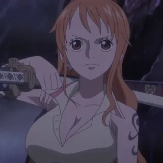 🙁 Nami One Piece 动漫, 女孩, 武器, 剑, 海盗 telegram sticker