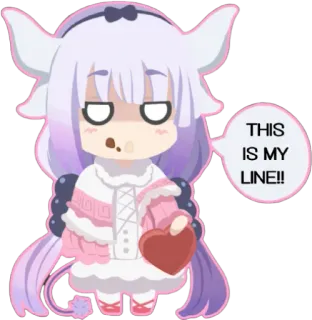 😋 THIS IS MY LINE!! Anime, Cartoni animati, Kawaii, Carino, Cuore, Kanna Kamui telegram sticker