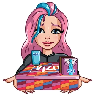🎁 VIZIT kartun, orang, perempuan, kotak, hadiah telegram sticker